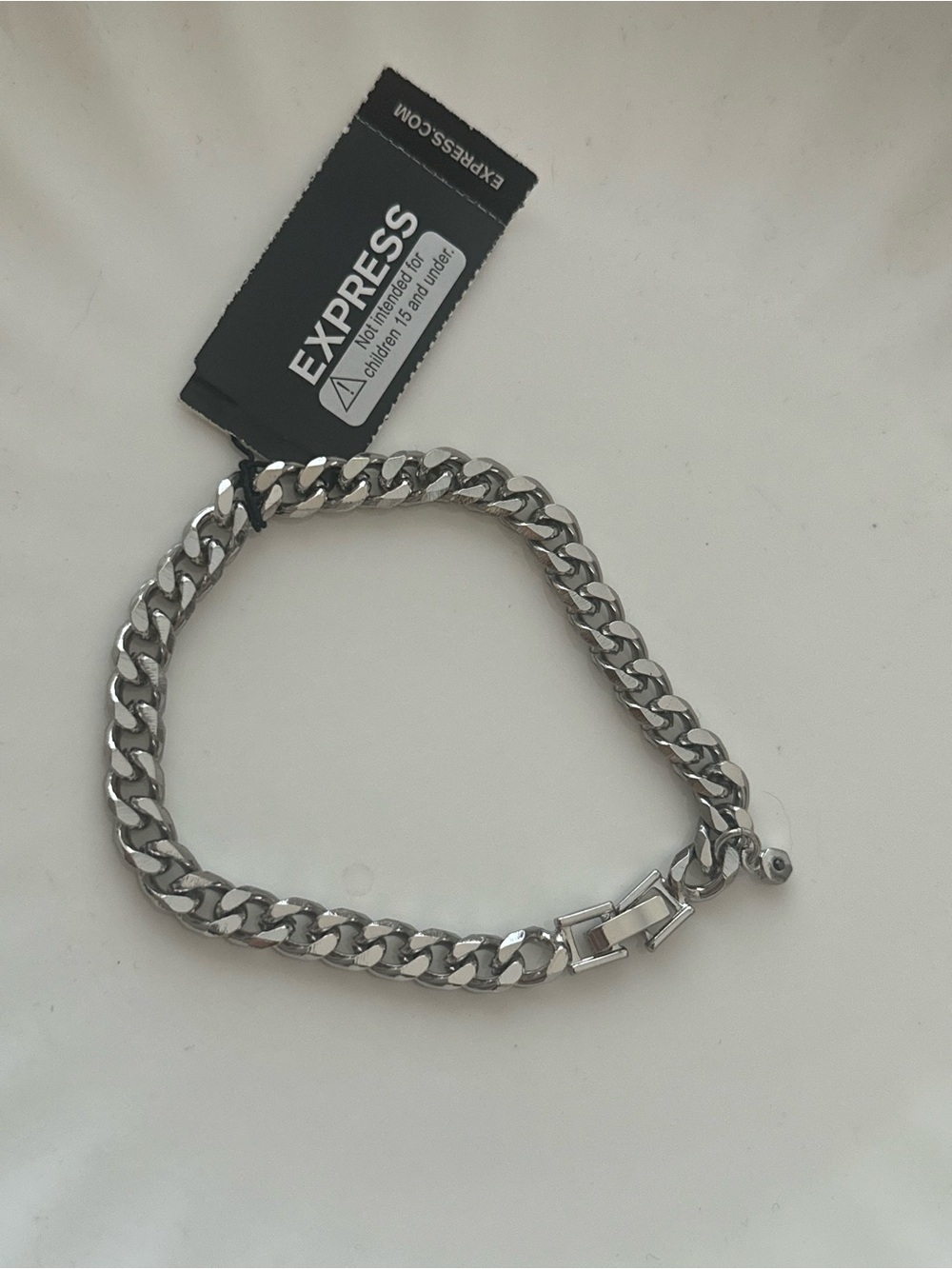 Express Men’s Silver-Tone Cuban Link Chain Bracelet approx. 7.5” NWT